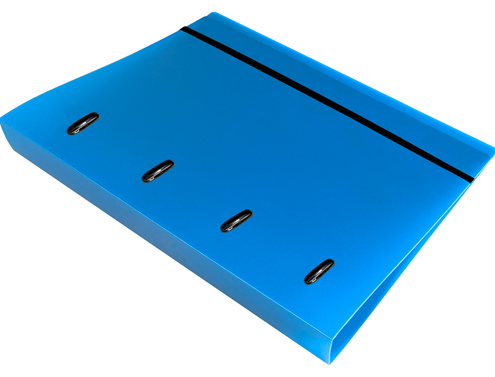 PASTA LIDERPAPEL COM RECARGA POLIPROPILENO DIN A4 4 ANEIS 40MM QUADRICULA 5MM AZUL TRANSLUCIDO