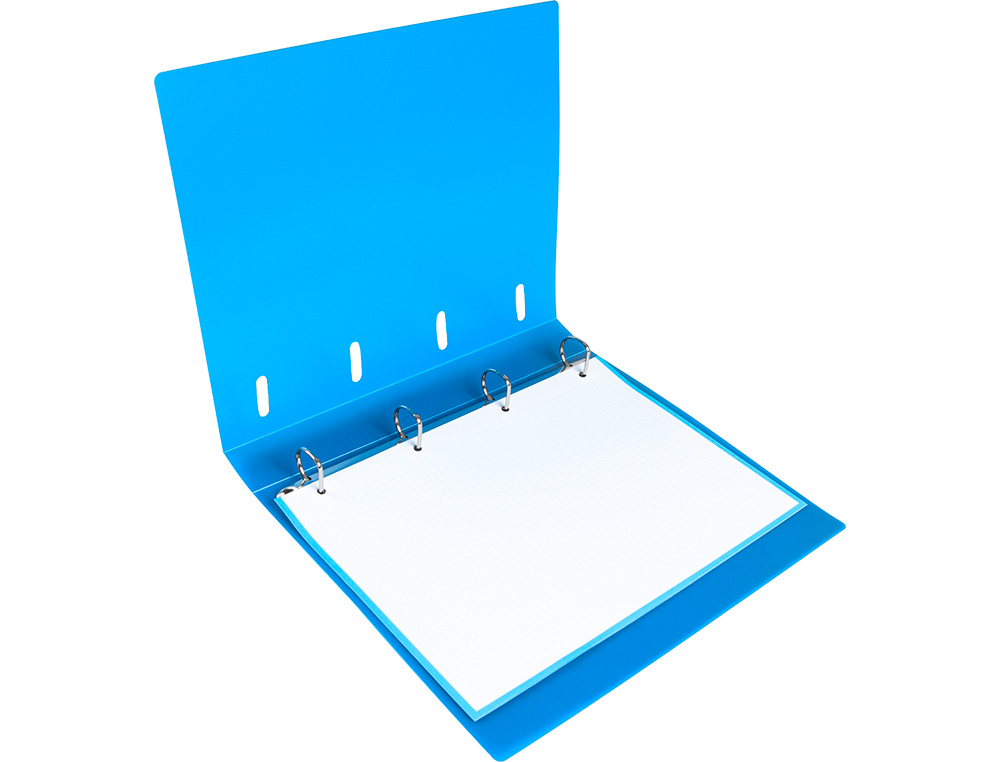 PASTA LIDERPAPEL COM RECARGA POLIPROPILENO DIN A4 4 ANEIS 40MM QUADRICULA 5MM AZUL TRANSLUCIDO