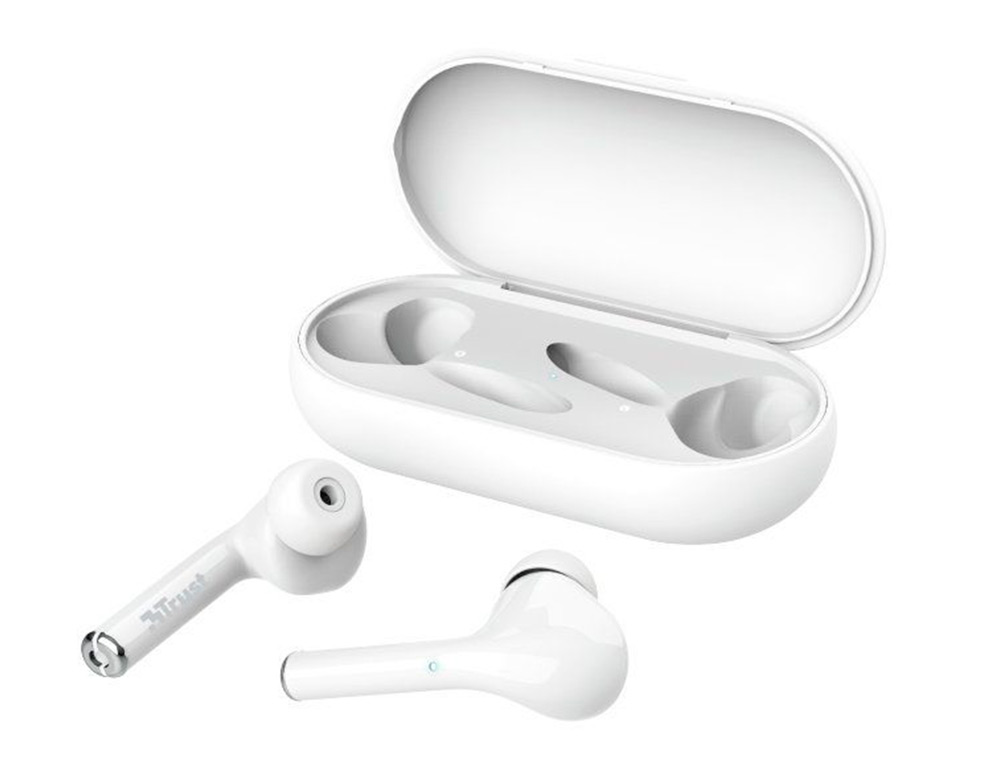 AURICULAR TRUST NIKA SEM FIOS BLUETOOTH COM ESTOJO DE CARREGAMENTO COR BRANCO
