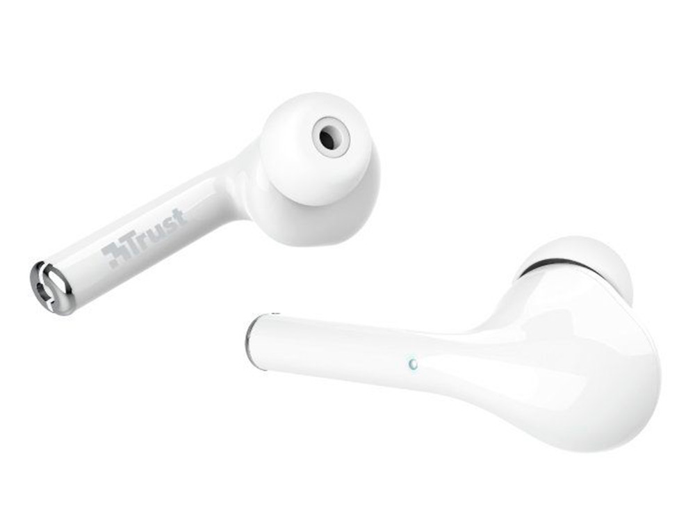 AURICULAR TRUST NIKA SEM FIOS BLUETOOTH COM ESTOJO DE CARREGAMENTO COR BRANCO