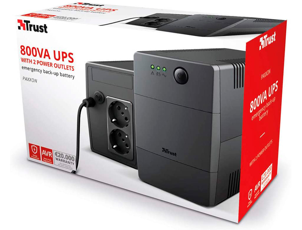 UPS TRUST PAXXON BATERIA 800 VA COM 2 TOMADAS ELETRICAS FUNCAO AVR