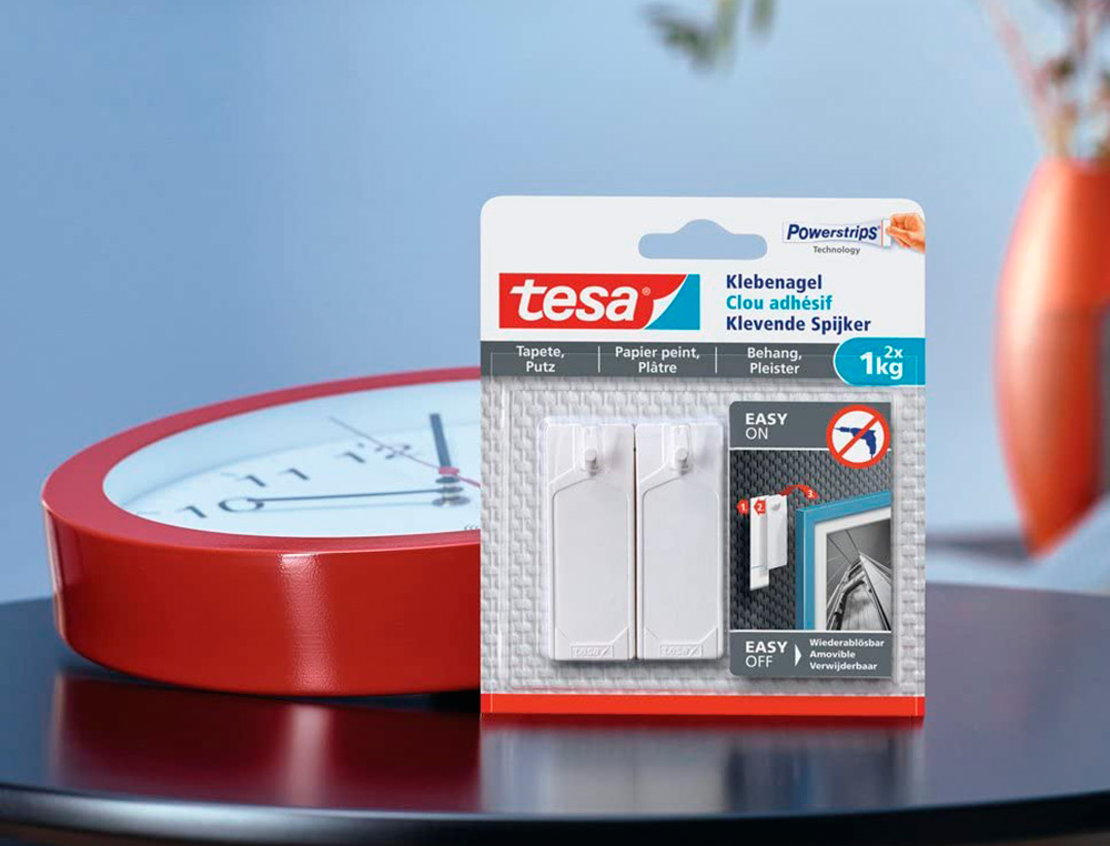 PREGO AUTOADESIVO TESA FIXACAO ATE 0,5 KG USO PAREDES PINTADAS REMOVIVEL BLISTER DE 2 UNIDADES