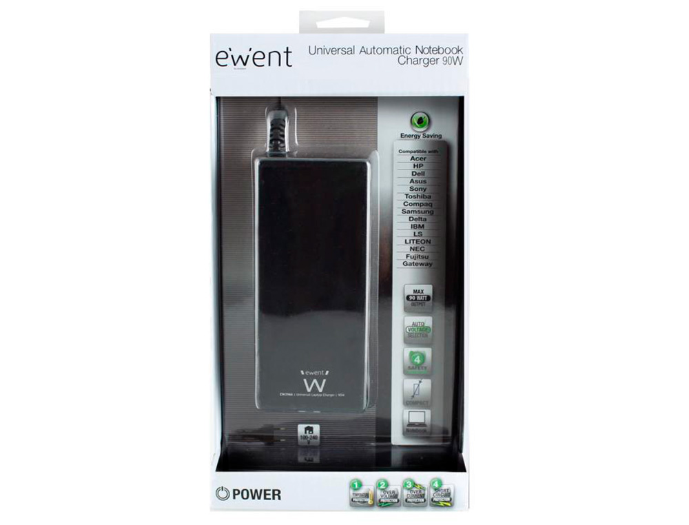 CARREGADOR EWENT AUTOMATICO PEQUENO DE NOTEBOOK DE 90 W 11 TIPS