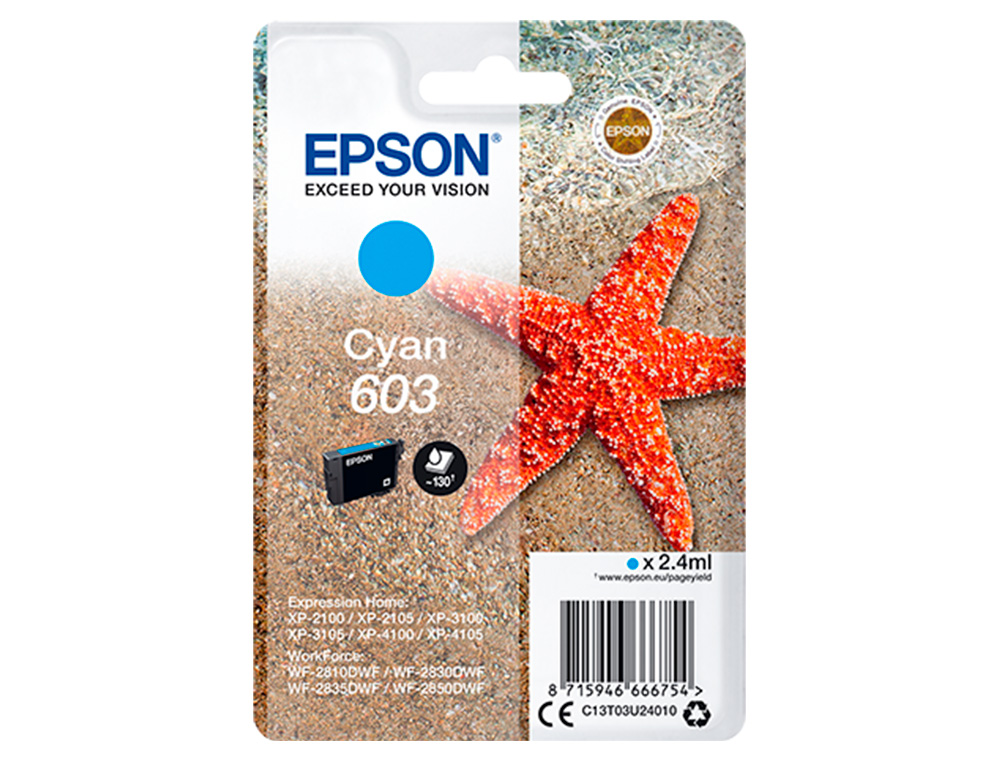 TINTEIRO EPSON CIAN STD ESTRELA DO MAR 1 603 RF / AM SINGLE