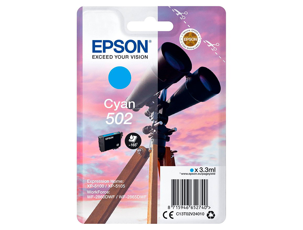 TINTEIRO EPSON SINGLEPACK CIAN 502 INK