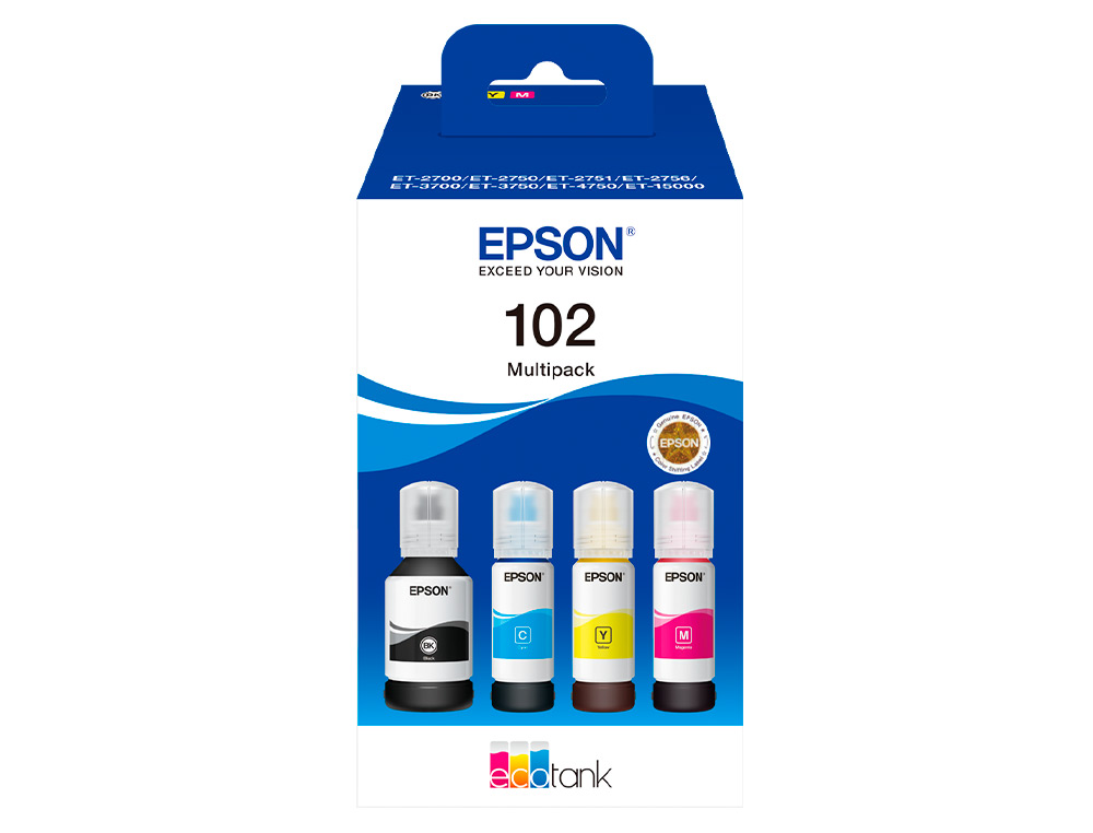 INK-EPSON /102 ECOTANK MULTIPACK FRASCO INK /ECOTANK ET-2700 / ET-2750 / ET-2751 / ET-2756 / ET-3700 /