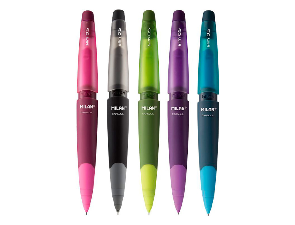 LAPISEIRA MILAN CAPSULE SLIM 0,5 MM + 2 RECARGAS DE BORRACHA EM BLISTER