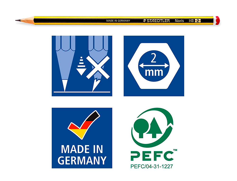 LAPIS DE GRAFITE STAEDTLER NORIS N2 HB BLISTER DE 3 UNIDADES
