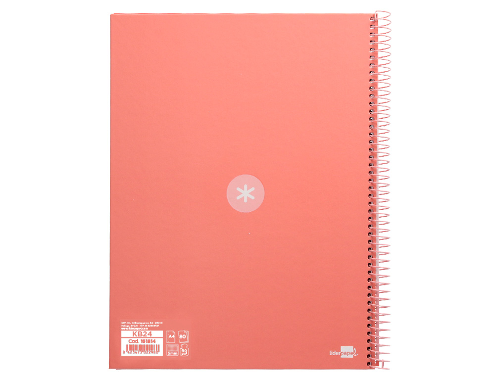 CADERNO ESPIRAL A4 MICRO ANTARTIK CAPA FORRADA 80F 90 GR QUADRICULA 5MM 1 BANDA 4 FUROS COR ROSA CLARO