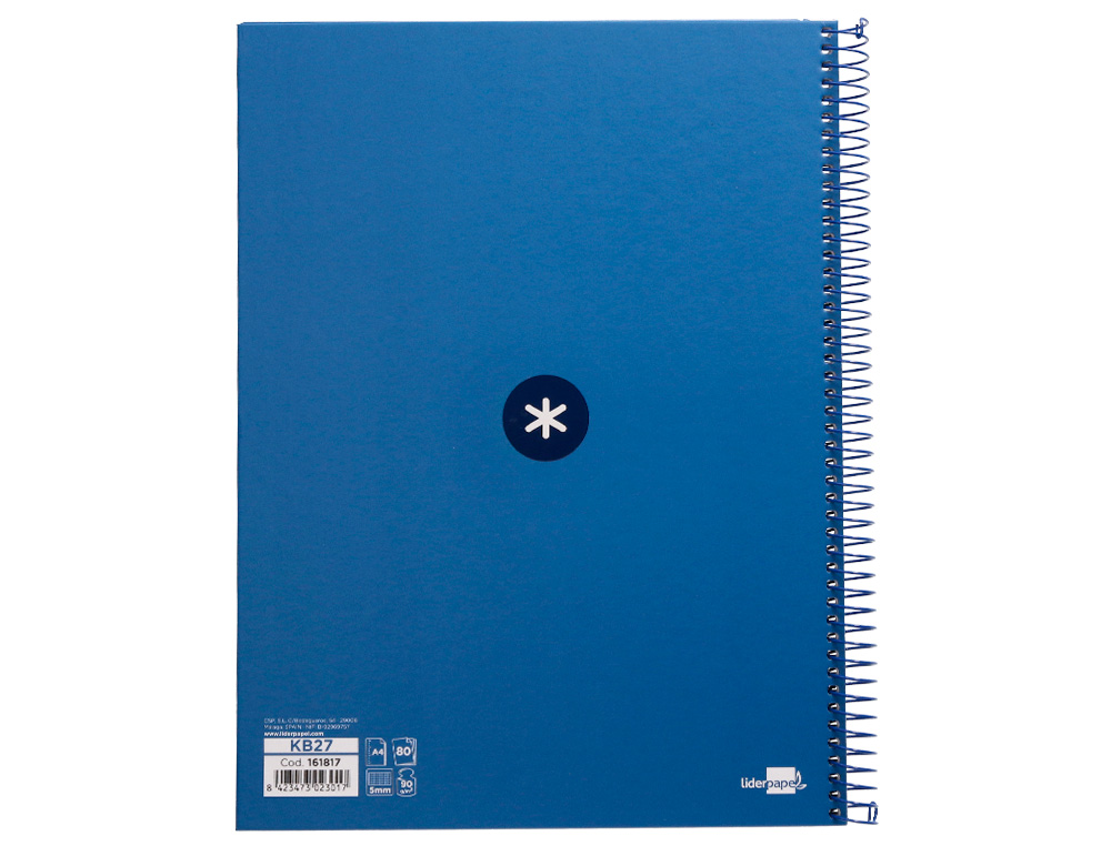CADERNO ESPIRAL A4 MICRO ANTARTIK CAPA FORRADA 80F 90 GR QUADRICULA 5MM 1 BANDA 4 FUROS COR AZUL ESCURO