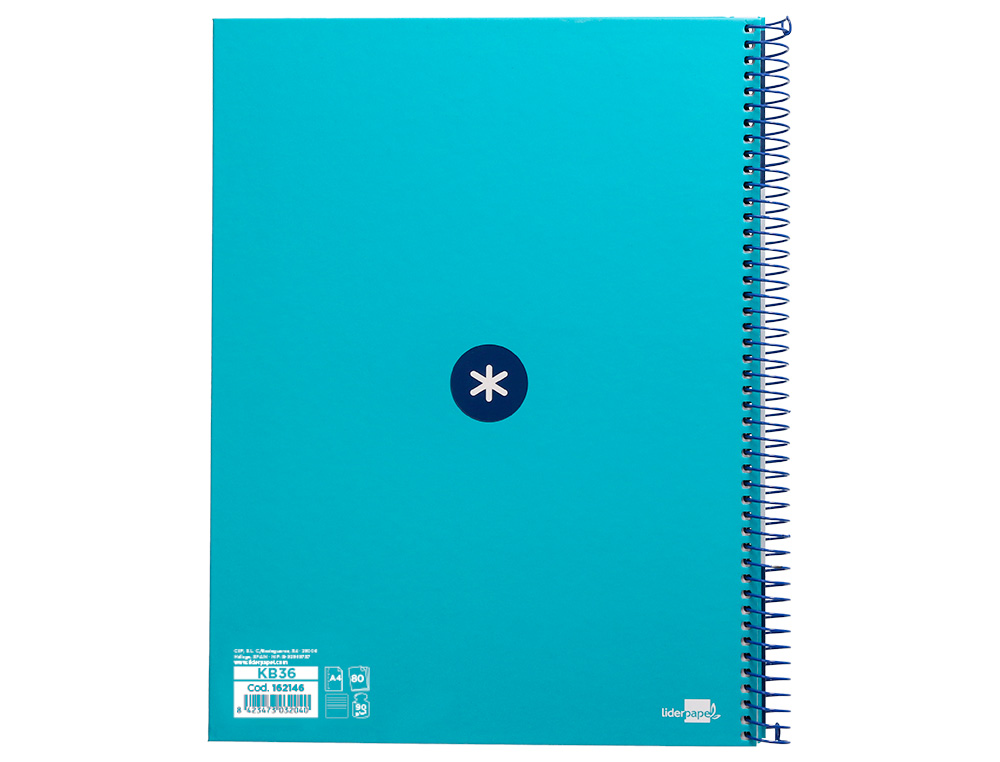 CADERNO ESPIRAL A4 MICRO ANTARTIK CAPA FORRADA 80F 90 GR HORIZONTAL 1 BANDA 4 FUROS COR TURQUESA