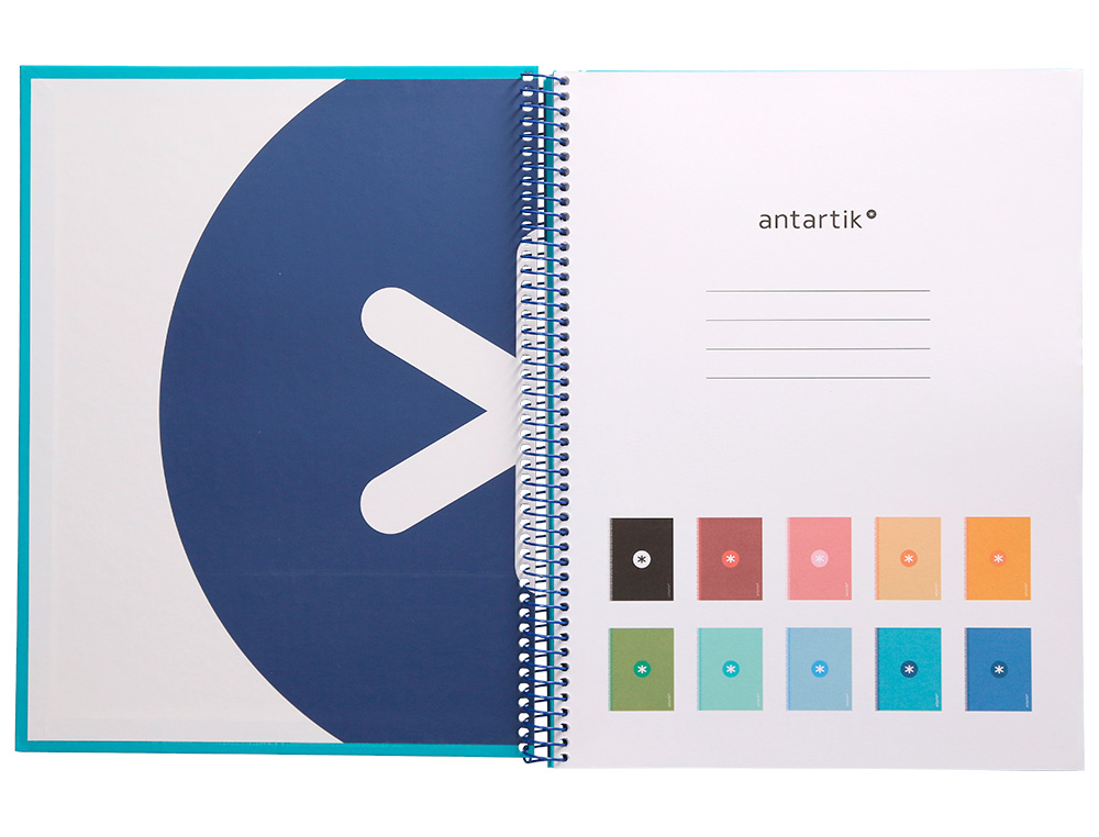 CADERNO ESPIRAL A4 MICRO ANTARTIK CAPA FORRADA 80F 90 GR HORIZONTAL 1 BANDA 4 FUROS COR TURQUESA