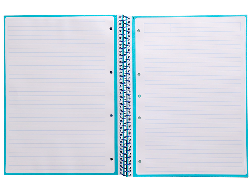 CADERNO ESPIRAL A4 MICRO ANTARTIK CAPA FORRADA 80F 90 GR HORIZONTAL 1 BANDA 4 FUROS COR TURQUESA
