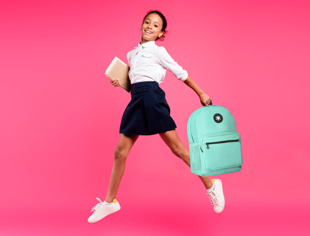 MOCHILA ANTARTIK COM ASA E BOLSO FRONTAL COM FECHO COR VERDE MENTA 320X140X430 MM