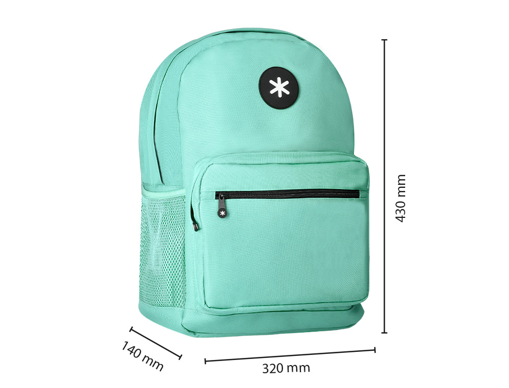 MOCHILA ANTARTIK COM ASA E BOLSO FRONTAL COM FECHO COR VERDE MENTA 320X140X430 MM