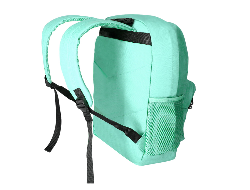 MOCHILA ANTARTIK COM ASA E BOLSO FRONTAL COM FECHO COR VERDE MENTA 320X140X430 MM