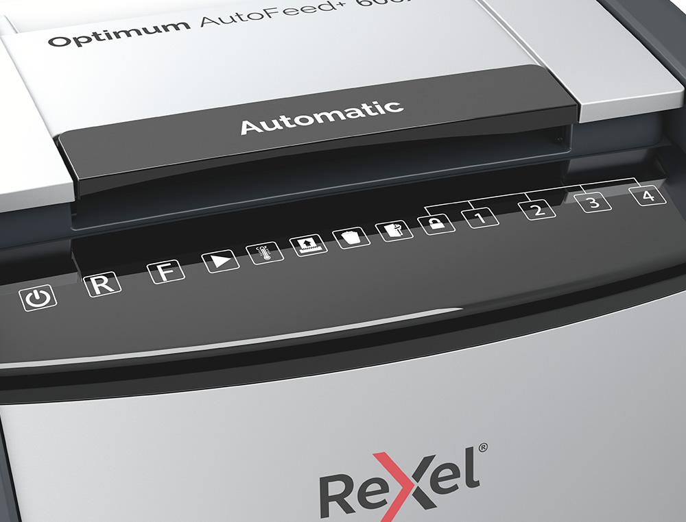 DESTRUIDORA DE DOCUMENTOS REXEL OPTIMUM AUTO+ 600X EU CAPACIDADE 600 FOLHAS PARTICULAS DESTROI AGRAFES CLIPS E CARTOES