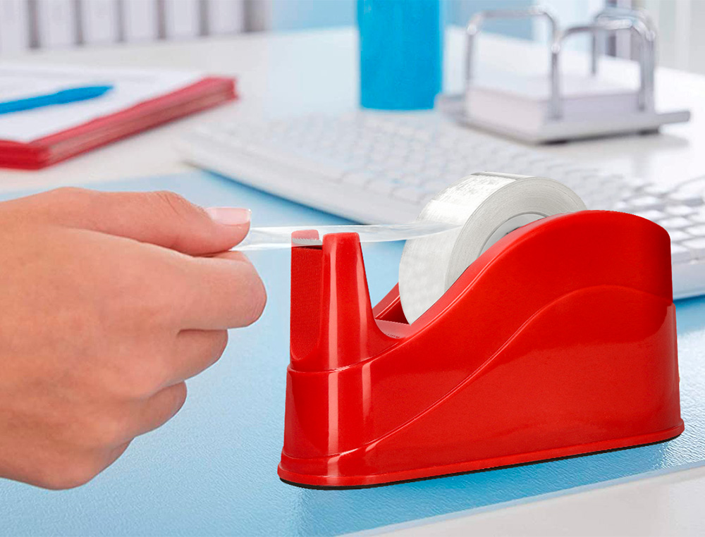 DESENROLADOR DE SECRETARIA Q-CONNECT PLASTICO PARA FITAS DE 66 MT COR VERMELHO 220X100X70 MM