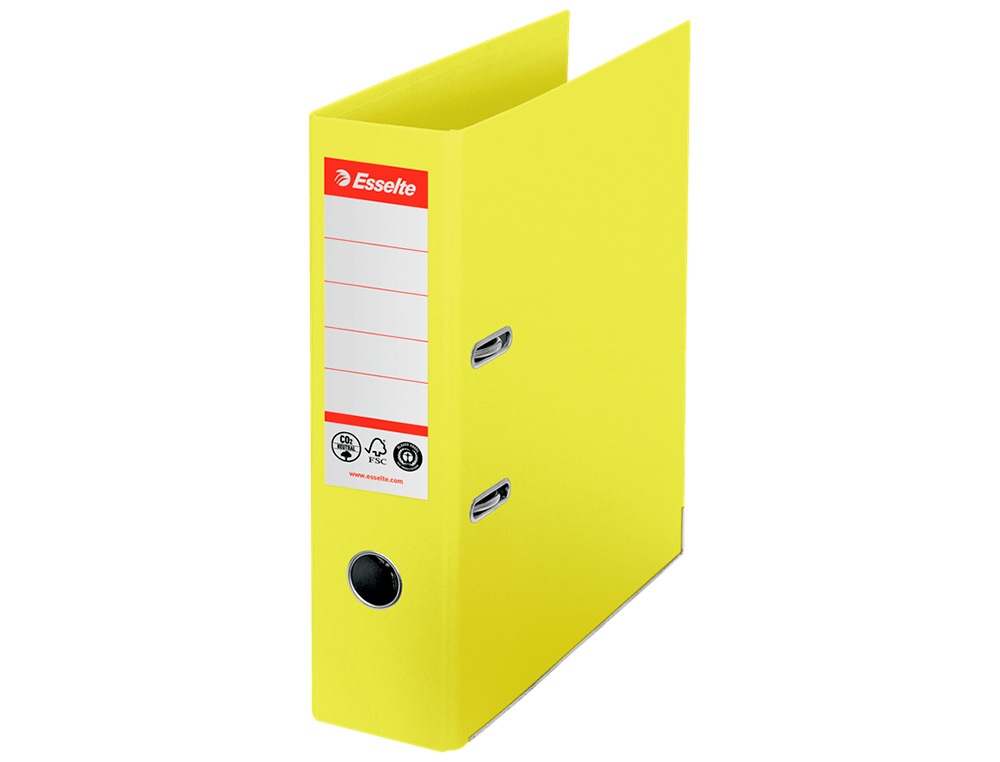 PASTA DE ARQUIVO DE ALAVANCA ESSELTE Nº1 CO2 NEUTRAL DIN A4 CARTAO FORRADO LOMBADA 75 MM AMARELO VIVO
