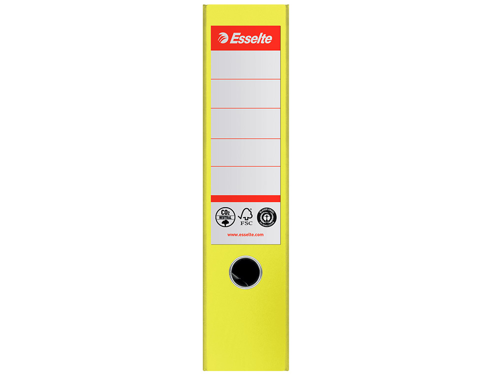 PASTA DE ARQUIVO DE ALAVANCA ESSELTE Nº1 CO2 NEUTRAL DIN A4 CARTAO FORRADO LOMBADA 75 MM AMARELO VIVO