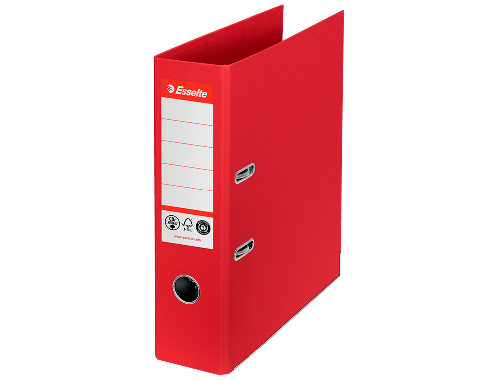 PASTA DE ARQUIVO DE ALAVANCA ESSELTE Nº1 CO2 NEUTRAL DIN A4 CARTAO FORRADO LOMBADA 75 MM VERMELHO VIVO