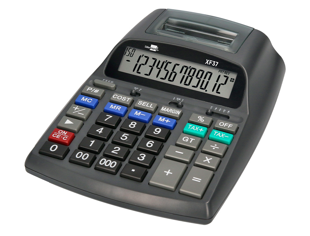 CALCULADORA LIDERPAPEL DE SECRETARIA COM IMPRESSORA ECRA PAPEL 12 DIGITOS IMPRESSAO BICOLOR PRETA 225X158X56 MM