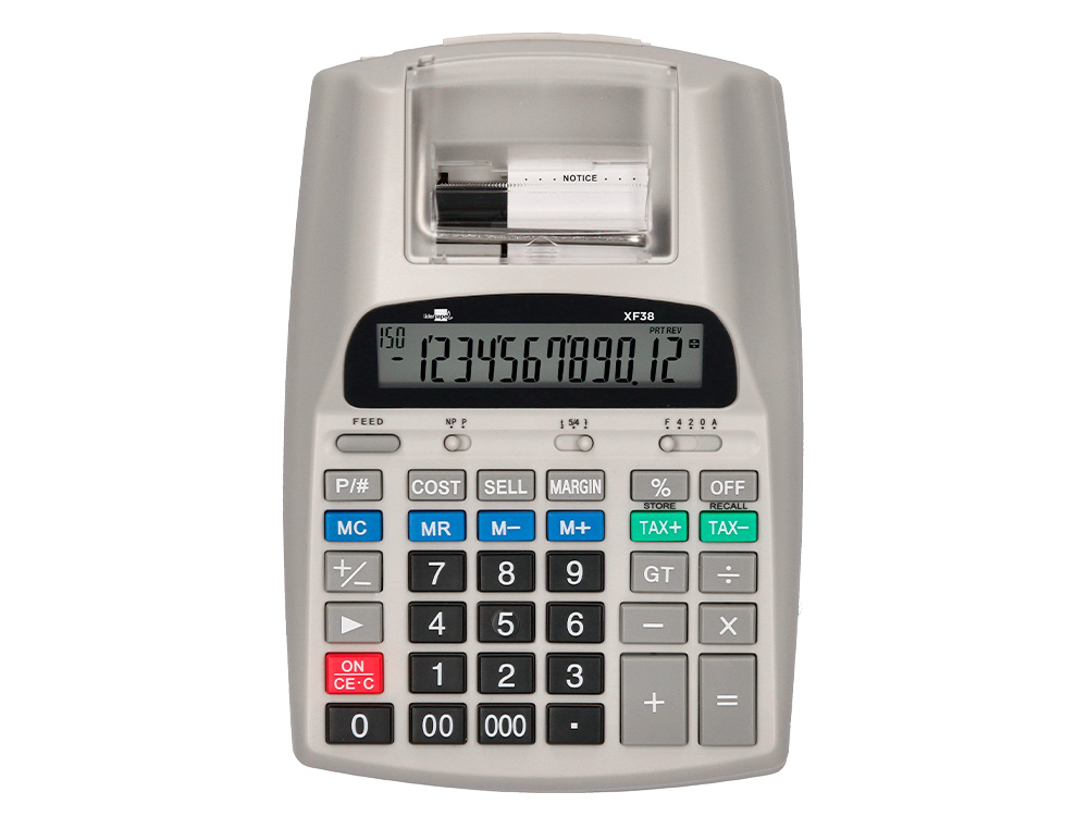 CALCULADORA LIDERPAPEL DE SECRETARIA COM IMPRESSORA ECRA PAPEL 12 DIGITOS IMPRESSAO BICOLOR BRANCA 225X158X56 MM