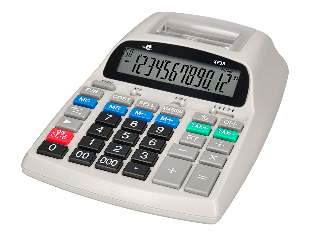 CALCULADORA LIDERPAPEL DE SECRETARIA COM IMPRESSORA ECRA PAPEL 12 DIGITOS IMPRESSAO BICOLOR BRANCA 225X158X56 MM