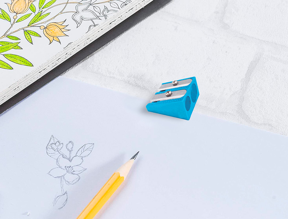 APARA LAPIS LIDERPAPEL METALICO 2 USOS COR AZUL