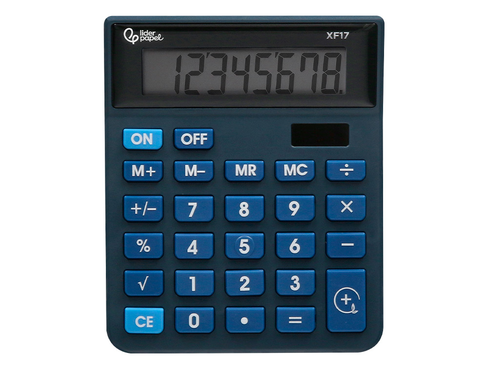 CALCULADORA LIDERPAPEL DE SECRETARIA XF17 8 DIGITOS SOLAR E PILHAS COR AZUL 127X105X24 MM