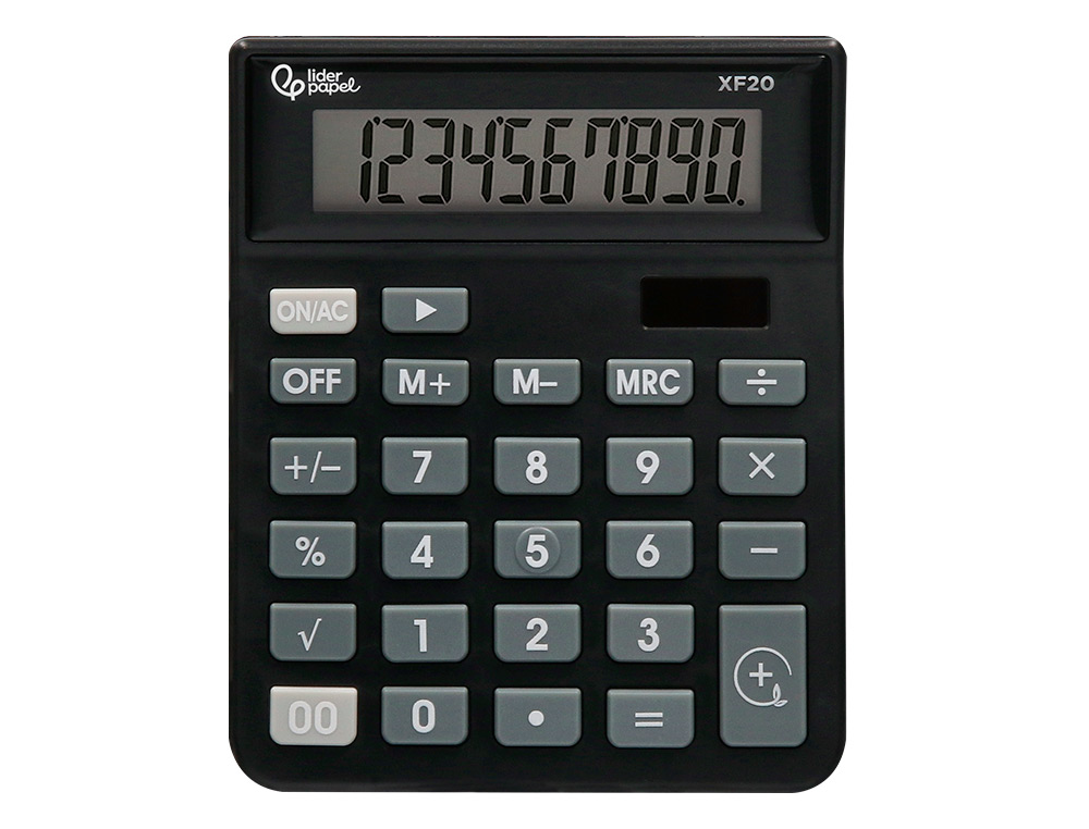 CALCULADORA LIDERPAPEL DE SECRETARIA XF20 10 DIGITOS SOLAR E PILHAS COR PRETO 127X105X24 MM