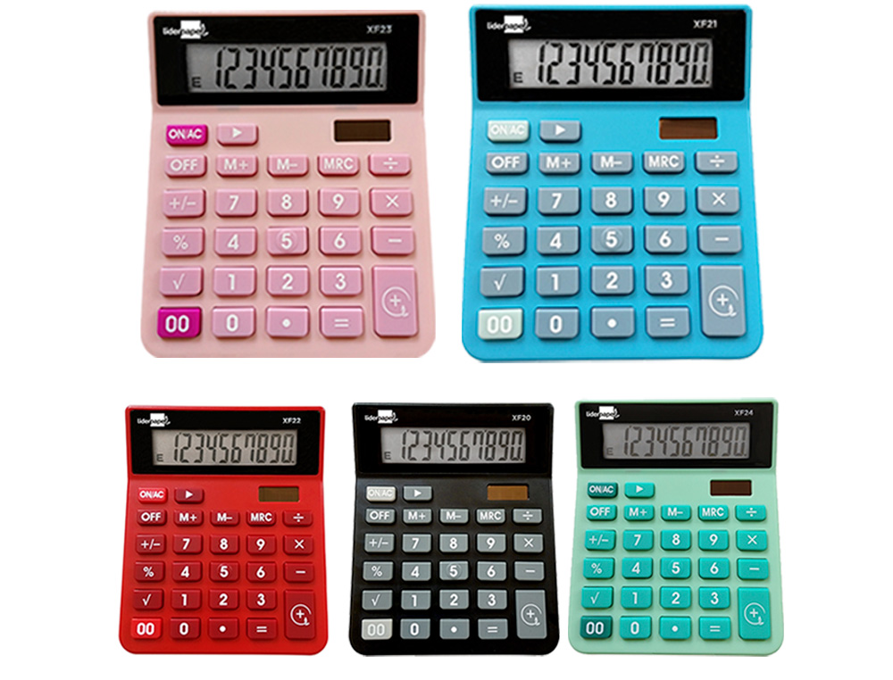 CALCULADORA LIDERPAPEL DE SECRETARIA XF25 10 DIGITOS SOLAR E PILHAS 127X105X24 MM EXPOSITOR DE 10 UDS. CORES SORTIDAS
