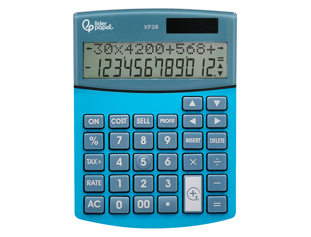 CALCULADORA LIDERPAPEL DE SECRETARIA XF28 12 DIGITOS SOLAR E PILHAS COR AZUL 155X115X25 MM