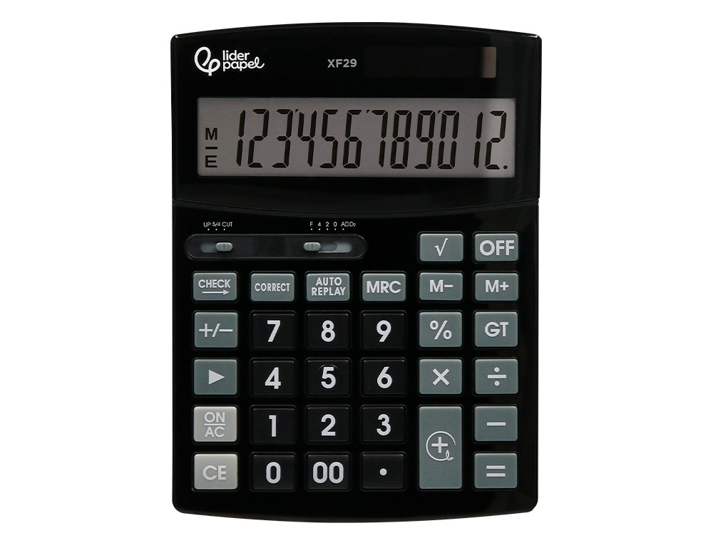 CALCULADORA LIDERPAPEL DE SECRETARIA XF29 12 DIGITOS SOLAR E PILHAS COR PRETO 190X140X30 MM