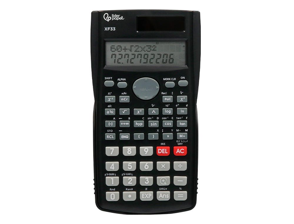 CALCULADORA LIDERPAPEL CIENTIFICA XF33 12 DIGITOS 240 FUNCOES COM TAMPA SOLAR E PILHAS COR PRETO 156X85X20 MM