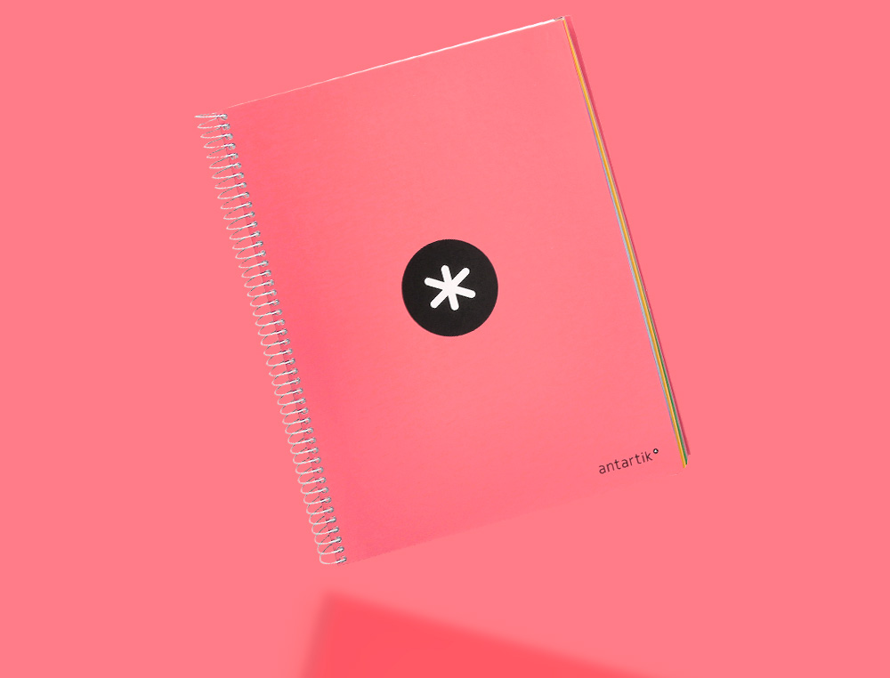 CADERNO ESPIRAL DIN A4 ANTARTIK CAPA FORRADA 120 F 100 GR LISO 5 BANDAS COR CORAL