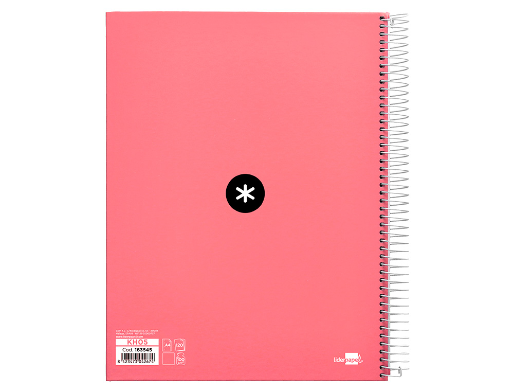 CADERNO ESPIRAL DIN A4 ANTARTIK CAPA FORRADA 120 F 100 GR LISO 5 BANDAS COR CORAL