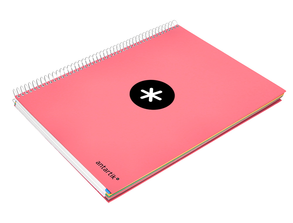 CADERNO ESPIRAL DIN A4 ANTARTIK CAPA FORRADA 120 F 100 GR LISO 5 BANDAS COR CORAL