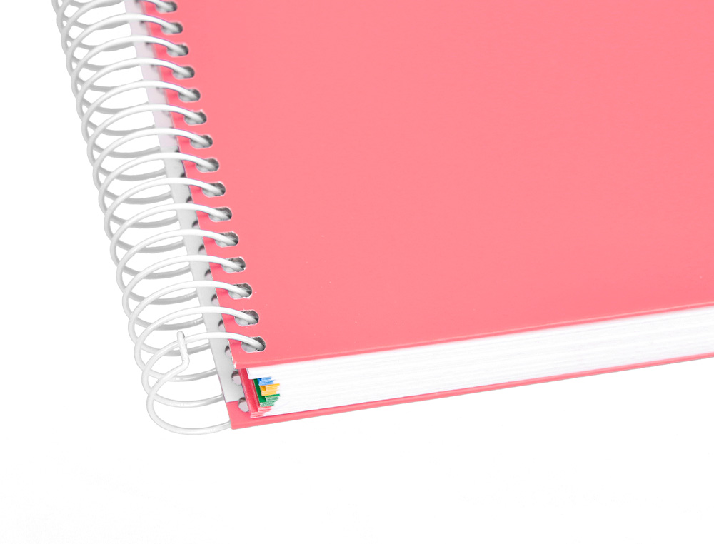 CADERNO ESPIRAL DIN A4 ANTARTIK CAPA FORRADA 120 F 100 GR LISO 5 BANDAS COR CORAL