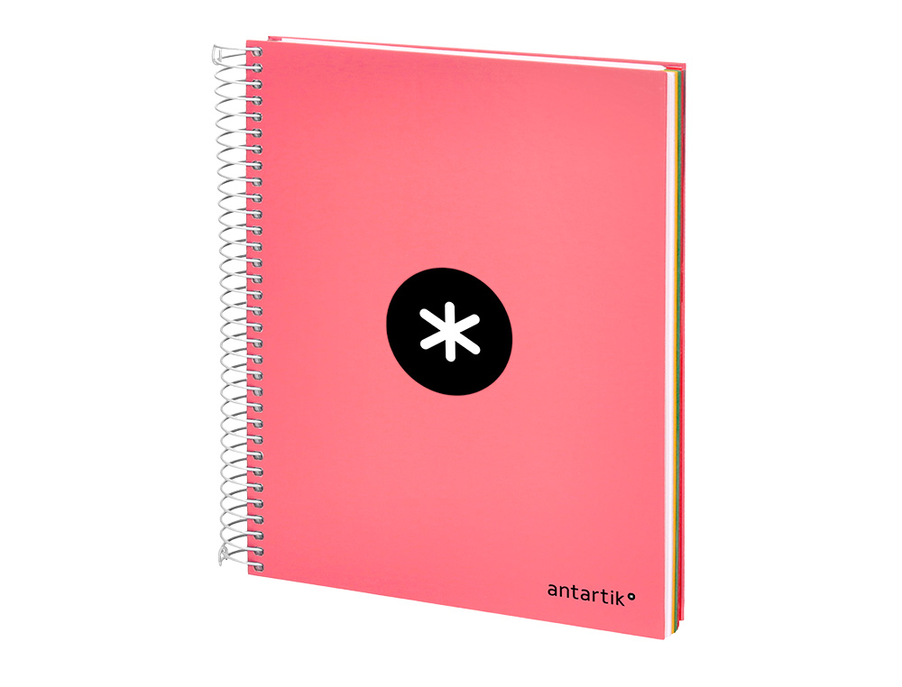 CADERNO ESPIRAL DIN A5 ANTARTIK CAPA FORRADA 120 F 100 GR LISO 5 MM 5 BANDAS COR CORAL