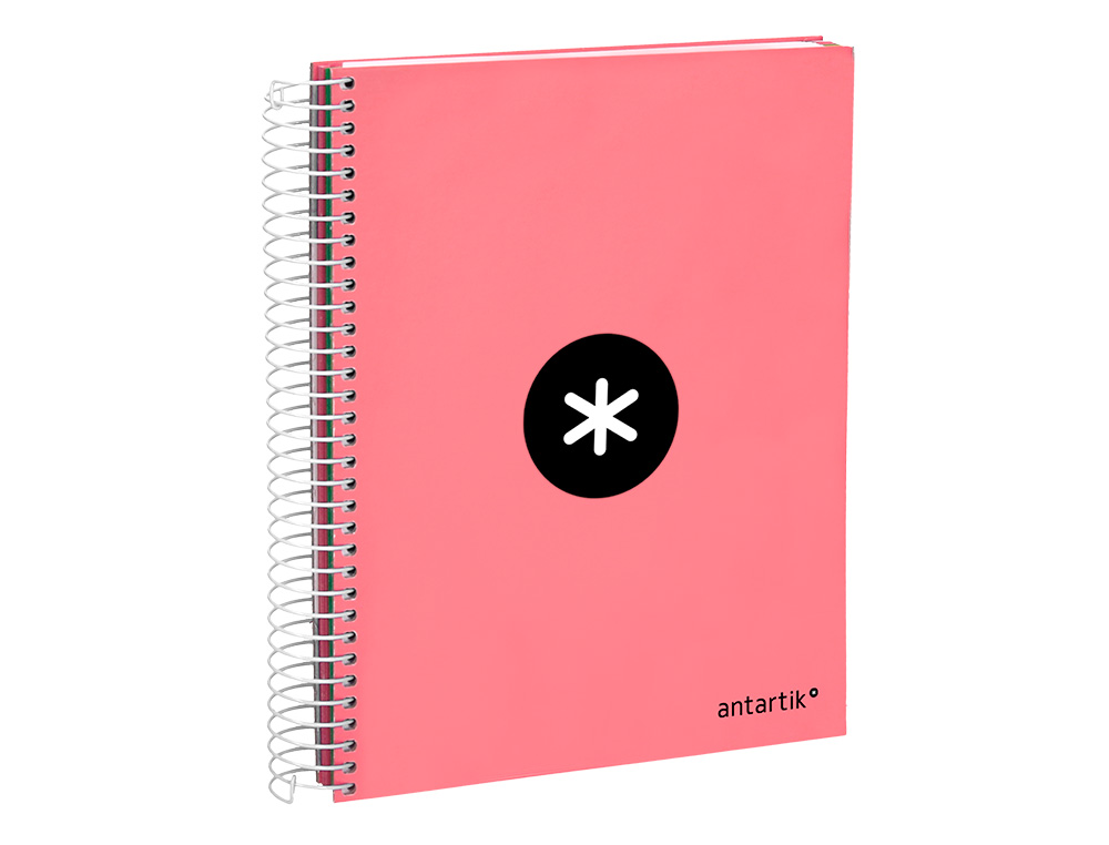 CADERNO ESPIRAL DIN A5 ANTARTIK CAPA FORRADA 120 F 100 GR LISO 5 MM 5 BANDAS COR CORAL