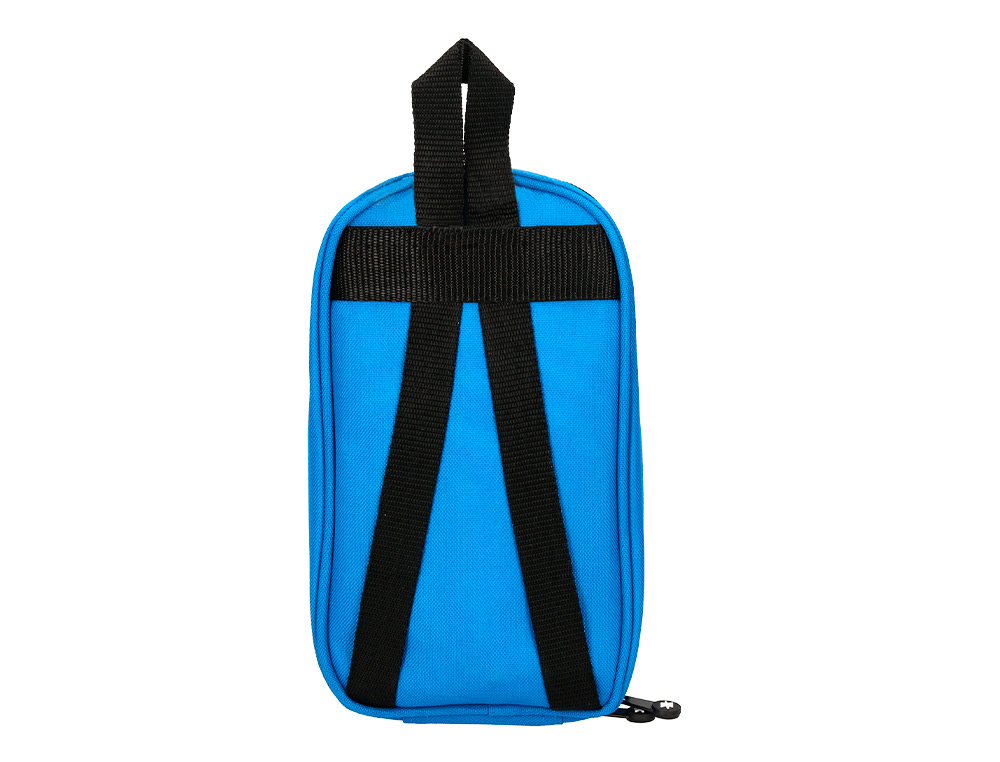 ESTOJO ESCOLAR ANTARTIK FORMA DE MOCHILA COM BOLSO E 4 DEPARTAMENTOS COR AZUL 230X50X120 MM