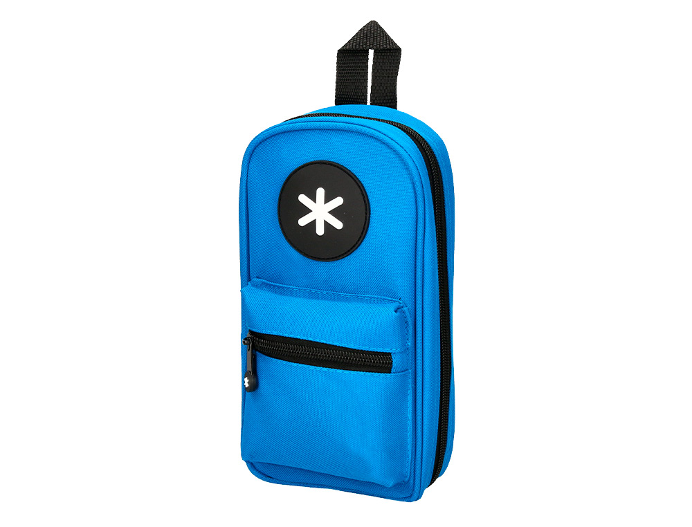 ESTOJO ESCOLAR ANTARTIK FORMA DE MOCHILA COM BOLSO E 4 DEPARTAMENTOS COR AZUL 230X50X120 MM