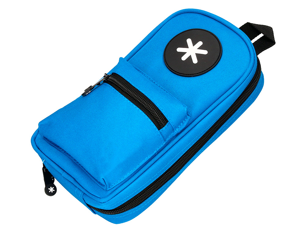 ESTOJO ESCOLAR ANTARTIK FORMA DE MOCHILA COM BOLSO E 4 DEPARTAMENTOS COR AZUL 230X50X120 MM
