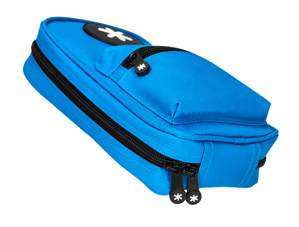 ESTOJO ESCOLAR ANTARTIK FORMA DE MOCHILA COM BOLSO E 4 DEPARTAMENTOS COR AZUL 230X50X120 MM