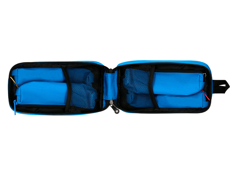 ESTOJO ESCOLAR ANTARTIK FORMA DE MOCHILA COM BOLSO E 4 DEPARTAMENTOS COR AZUL 230X50X120 MM