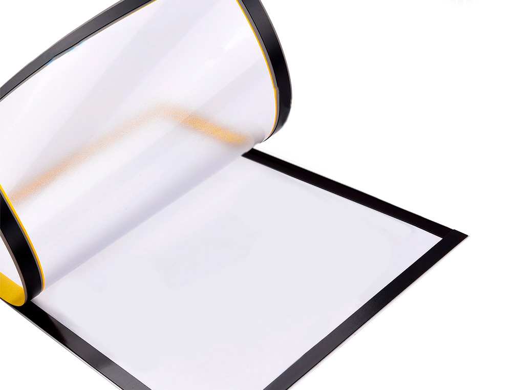 MOLDURA PORTA ANUNCIOS LIDERPAPEL MAGNETICA DIN A4 SUPORTE ADESIVO REMOVIVEL COR AMARELO