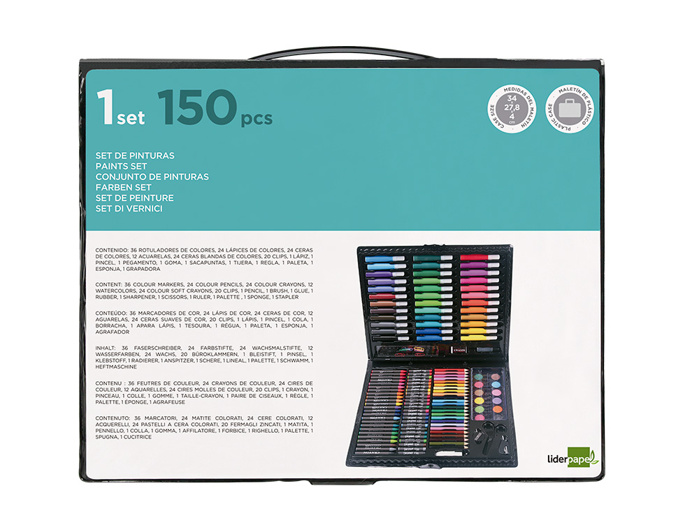 SET DE PINTURA LIDERPAPEL PLASTICO 150 PECAS 36X31X4 CM