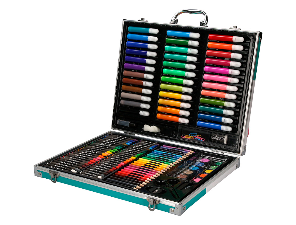 SET DE PINTURA LIDERPAPEL ALUMINIO 150 PECAS MALA 37,8X29,7X4,6 CM