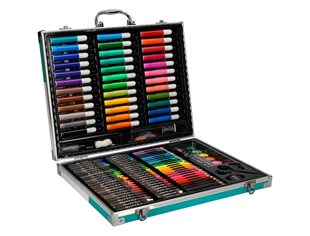 SET DE PINTURA LIDERPAPEL ALUMINIO 150 PECAS MALA 37,8X29,7X4,6 CM